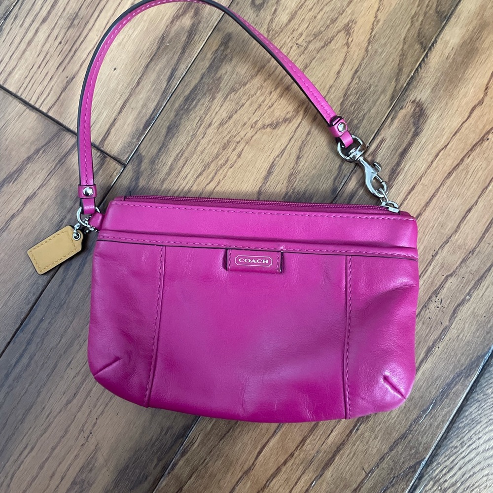 Pink leather coach hand bag